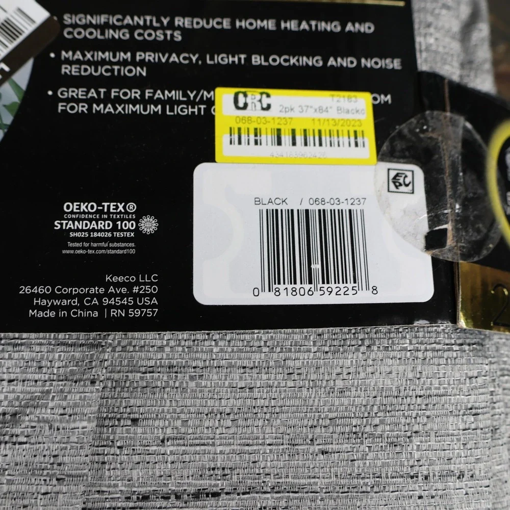 Eclipse Black Blackout Window‎ Panels Curtains 2pk Grommet 37x84 Noise Reducing